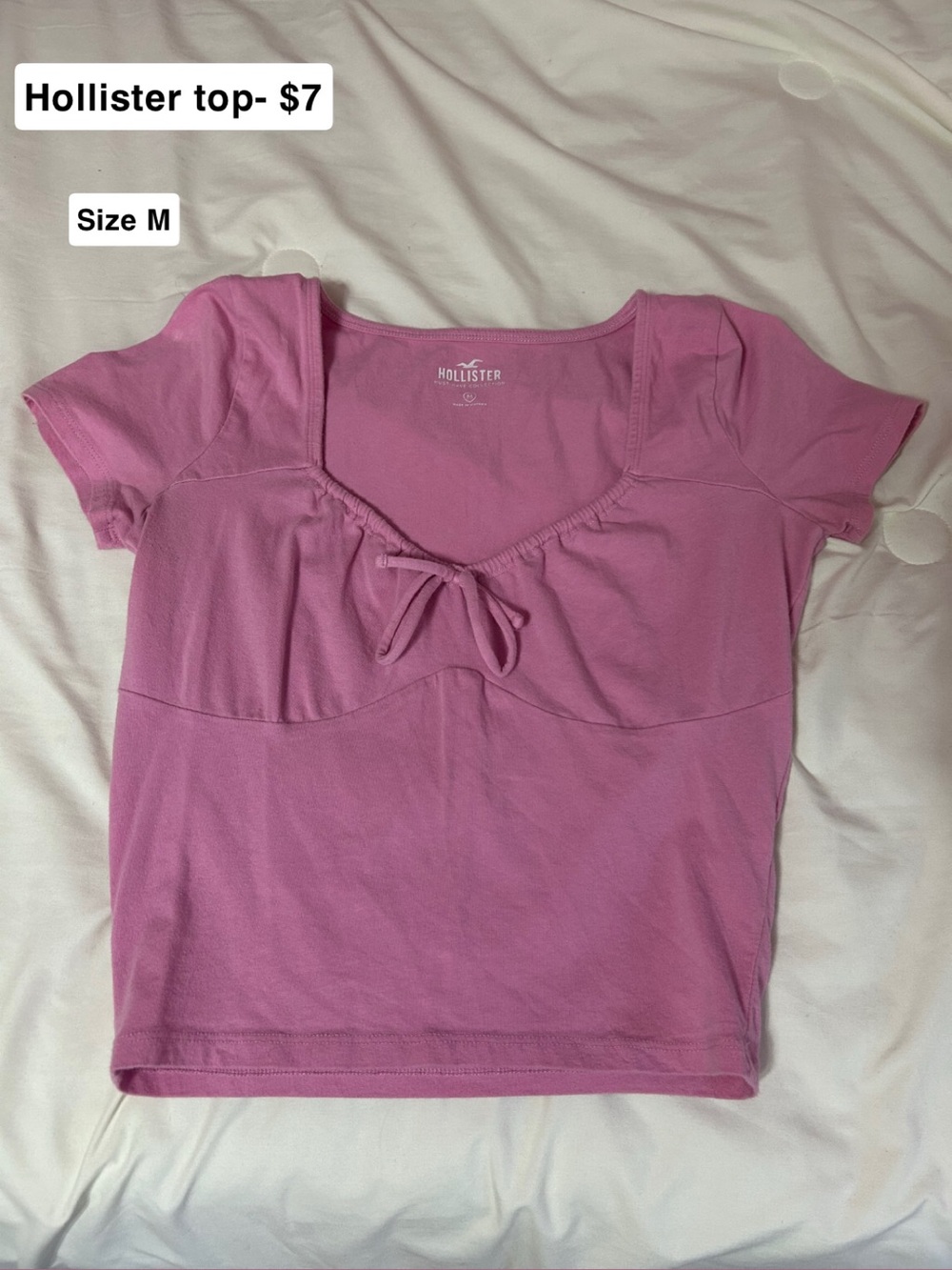 Hollister Women's Mauve Tie-Front Crop Top